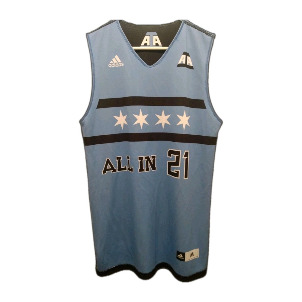 Adidas Reversible All In #21 Basketball Jersey Blue Navy Mens Size Medium